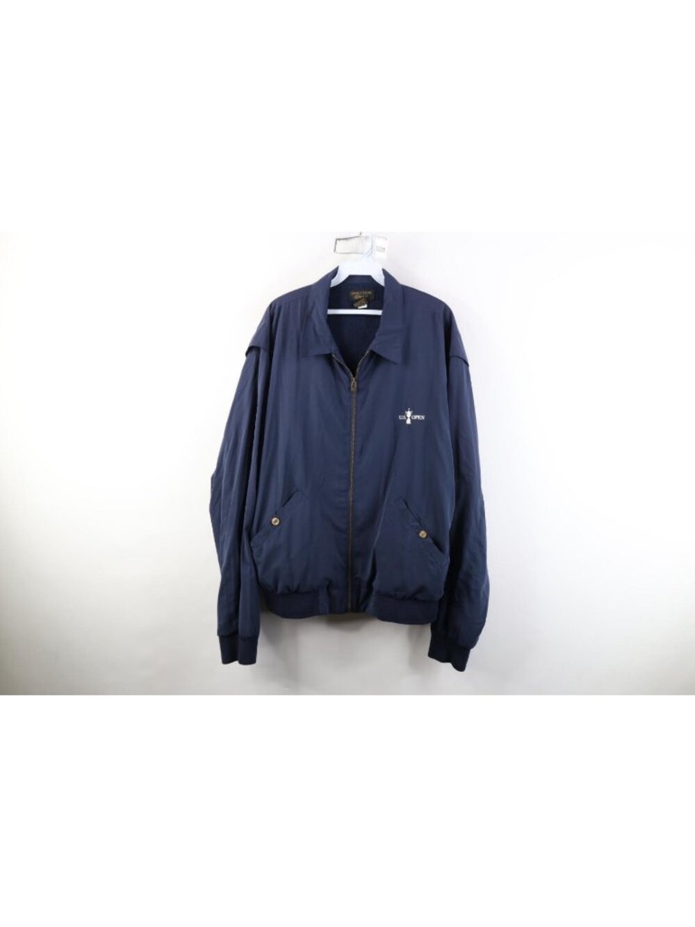 Vtg 90s Izod Mens Large Spell Out US Open Golf Rain Windbreaker Bomber Jacket